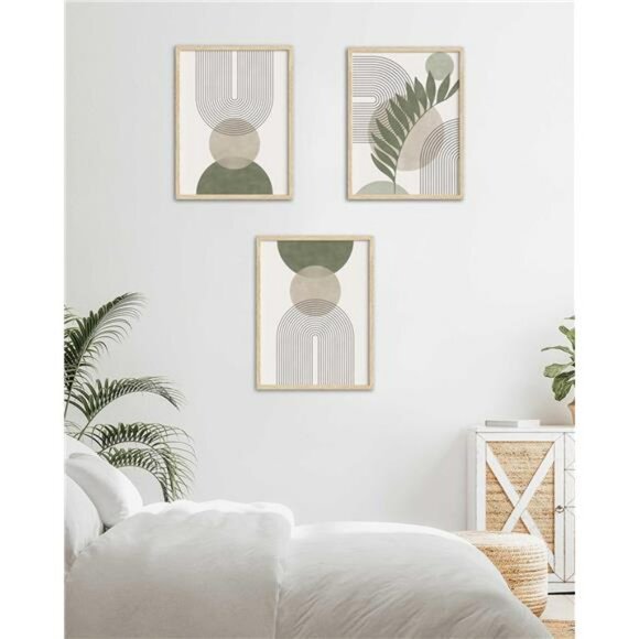 Sage green botanical wall art framed canvas print minimalist abstract home decor - Picture 6 of 7
